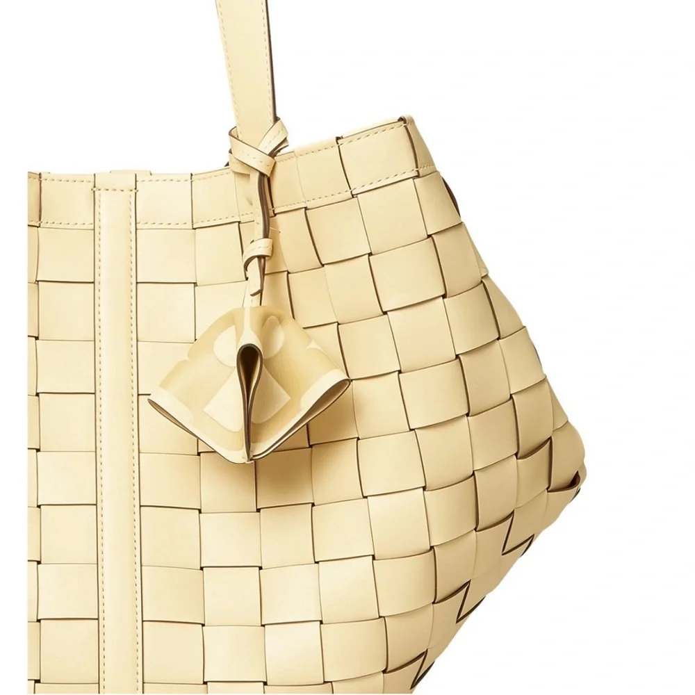 Tory Burch $1498 Sete Woven Tote in Buttermilk